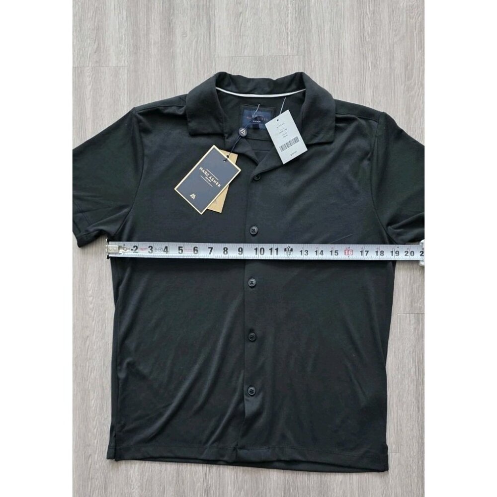 Marc Asher Polo Shirt Small Black Modal Blend Button Front NWT - Picture 5 of 10